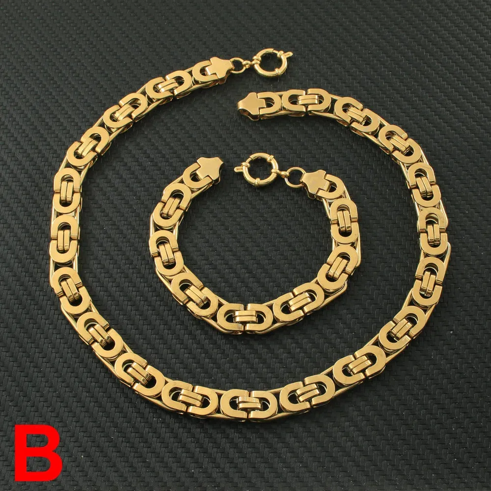Classic Gold Jewelry Sets Necklace Bracelet Heart Earrings For Woman