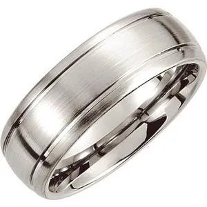 Cobalt 8 mm Slightly Domed Round Edge Band with Satin Finish & Grooves Size 13.5