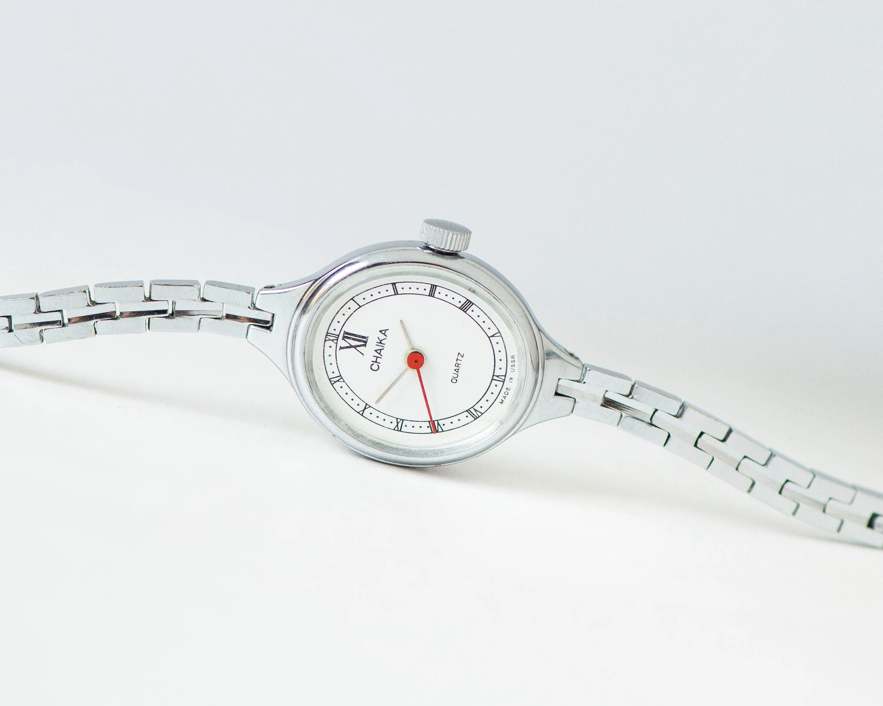 Cocktail watch for women quartz Seagull, silver shade tiny bracelet watch, oval chic lady watch gift, delicate watch tiny minimalist jewelry