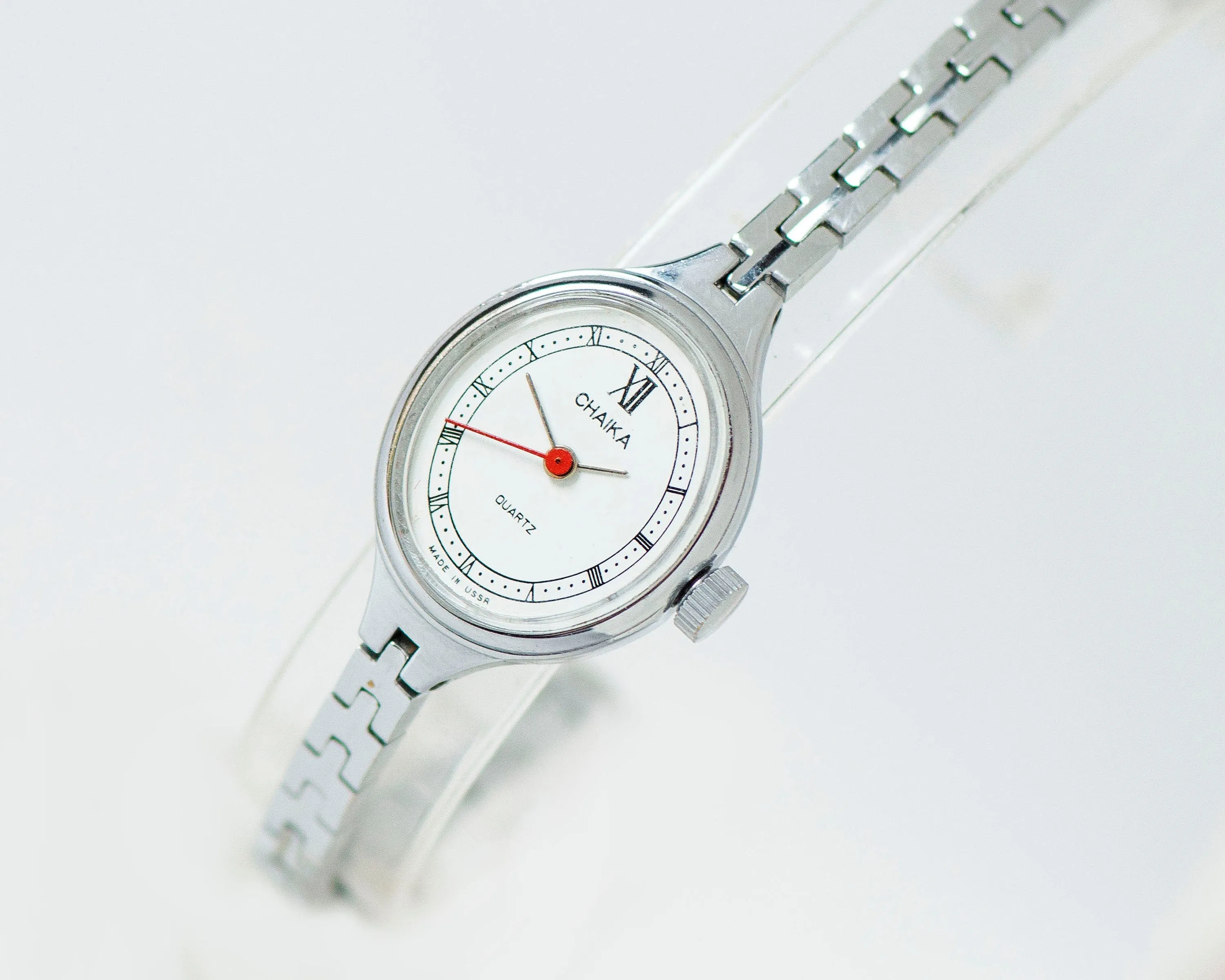 Cocktail watch for women quartz Seagull, silver shade tiny bracelet watch, oval chic lady watch gift, delicate watch tiny minimalist jewelry