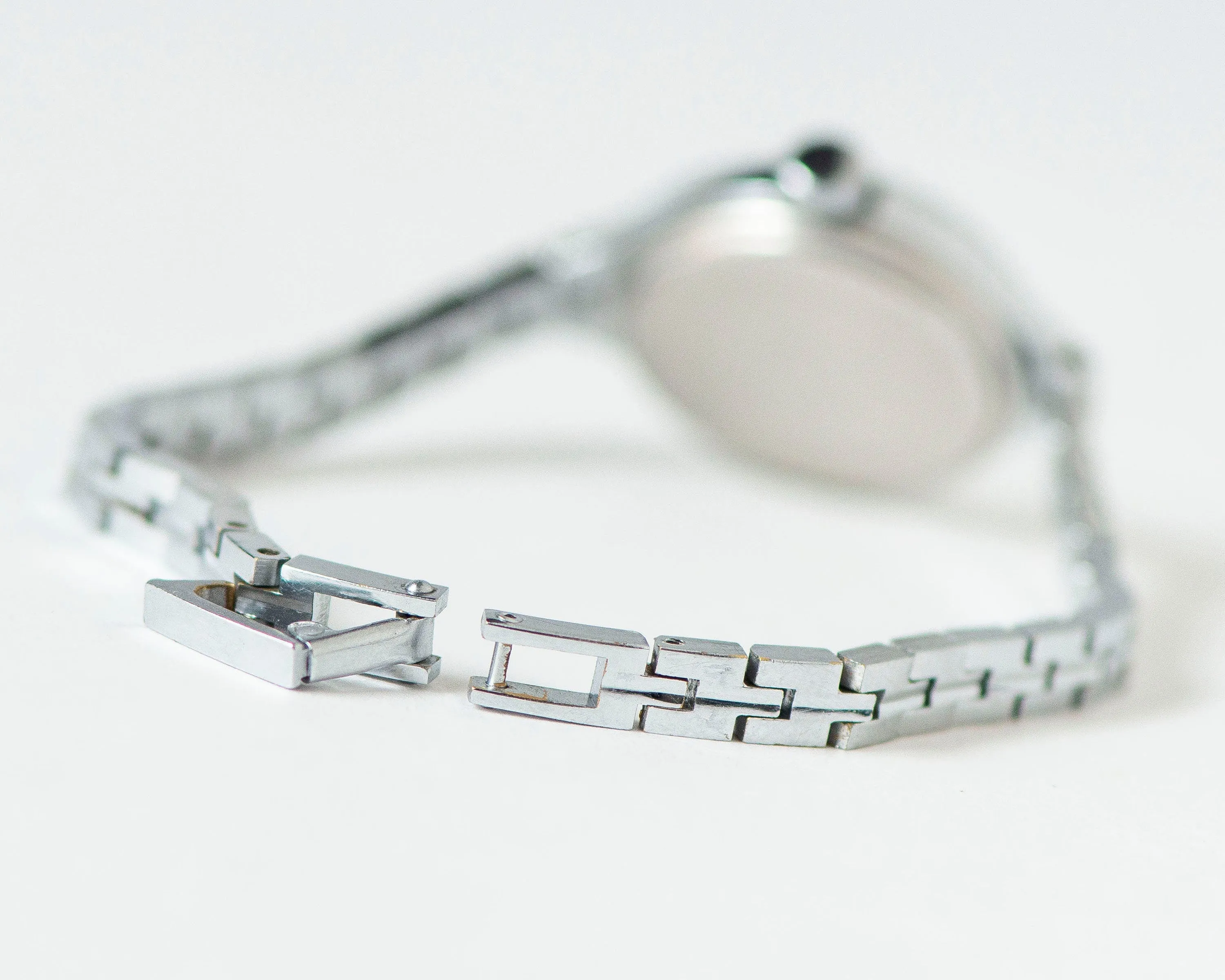 Cocktail watch for women quartz Seagull, silver shade tiny bracelet watch, oval chic lady watch gift, delicate watch tiny minimalist jewelry