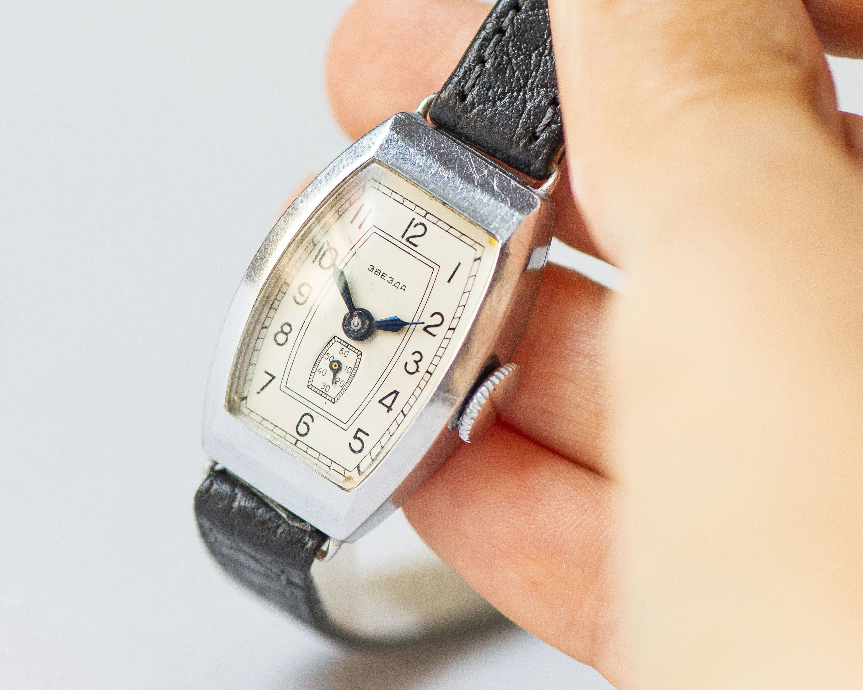 Collectible women watch Star 50s vintage watch, rectangle lady watch Soviet fashionista, rare vintage watch gift, new premium leather strap