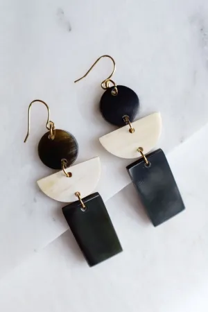 Con Dao 16K Gold Plated Geometric Buffalo Horn Earrings