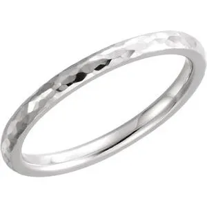 Continuum Sterling Silver 3 mm Half Round Band with Hammer Finish Size 7