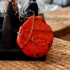 Copper Wire   Howlite Adjustable Ring
