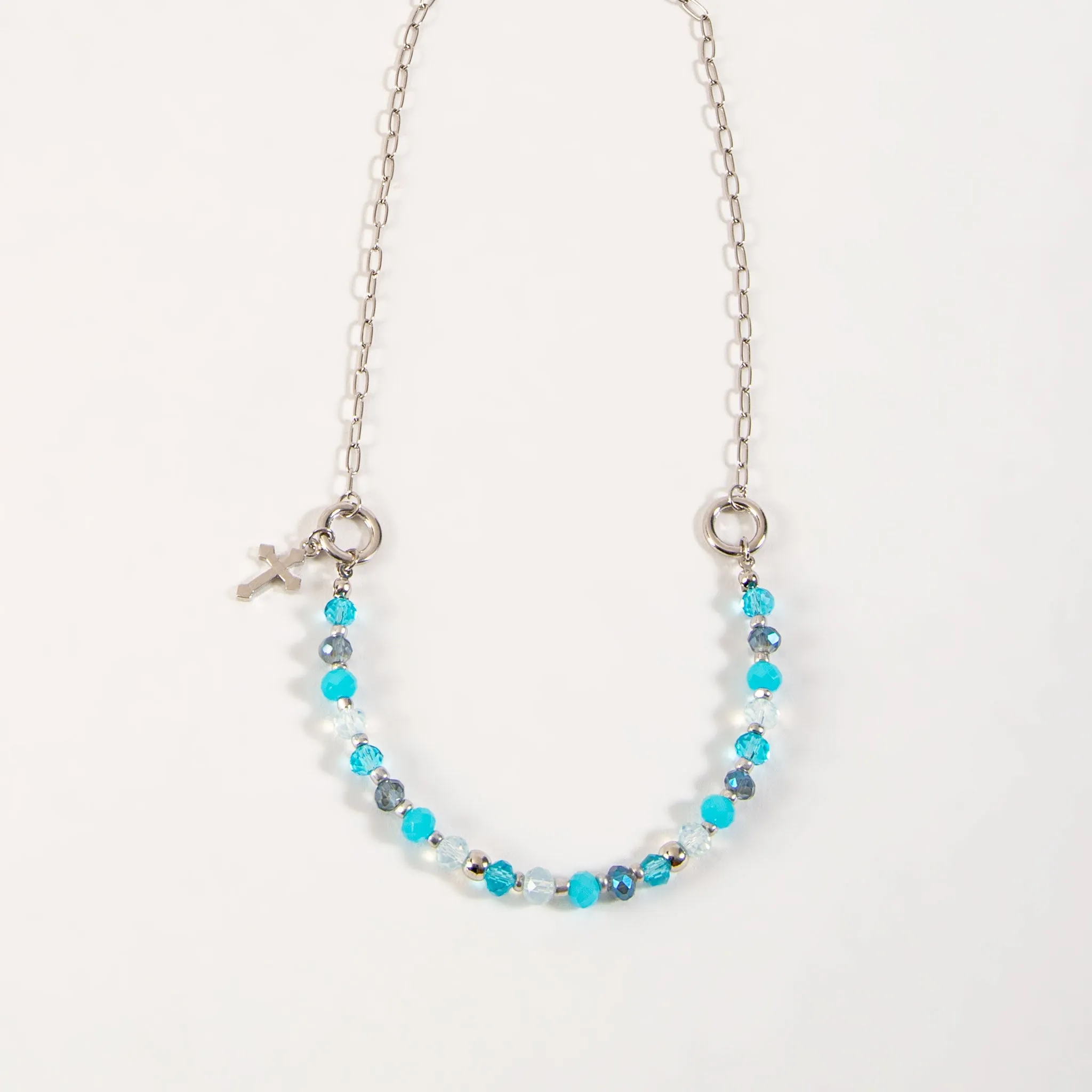 Courtney Beaded Cross Pendant Necklace