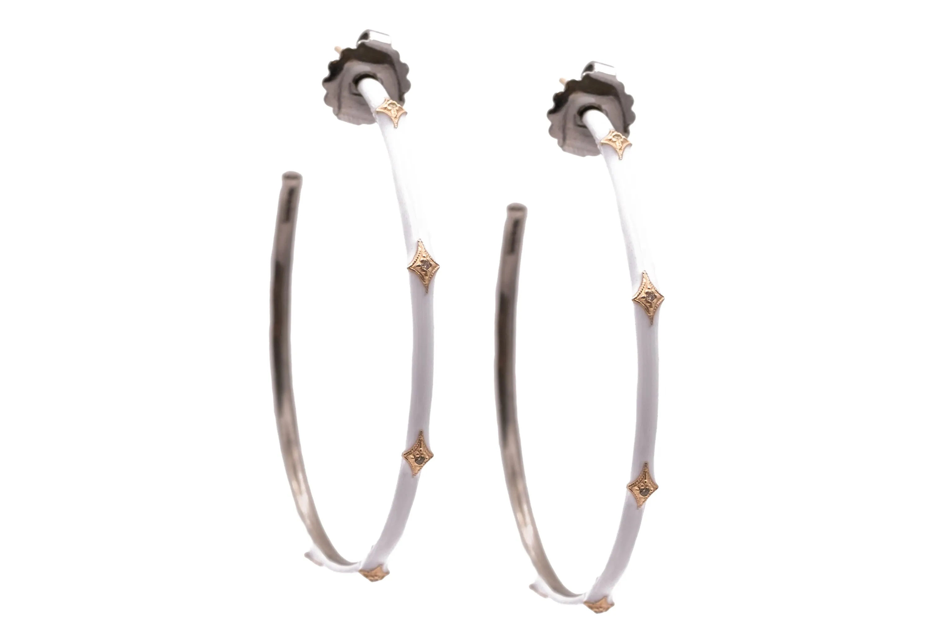 Crivelli White Enamel Hoop Earrings