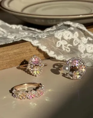crushpeach dazzling adjustable flower rings