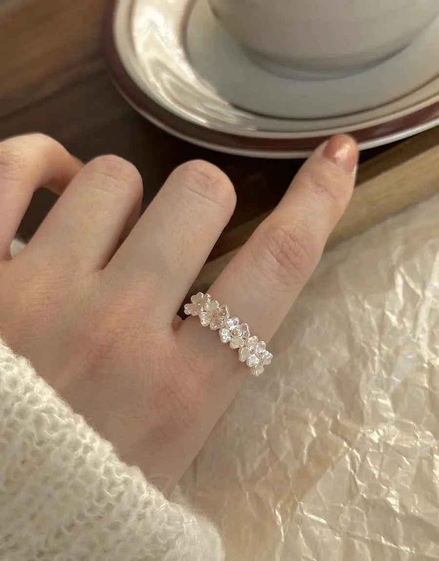 crushpeach dazzling adjustable flower rings