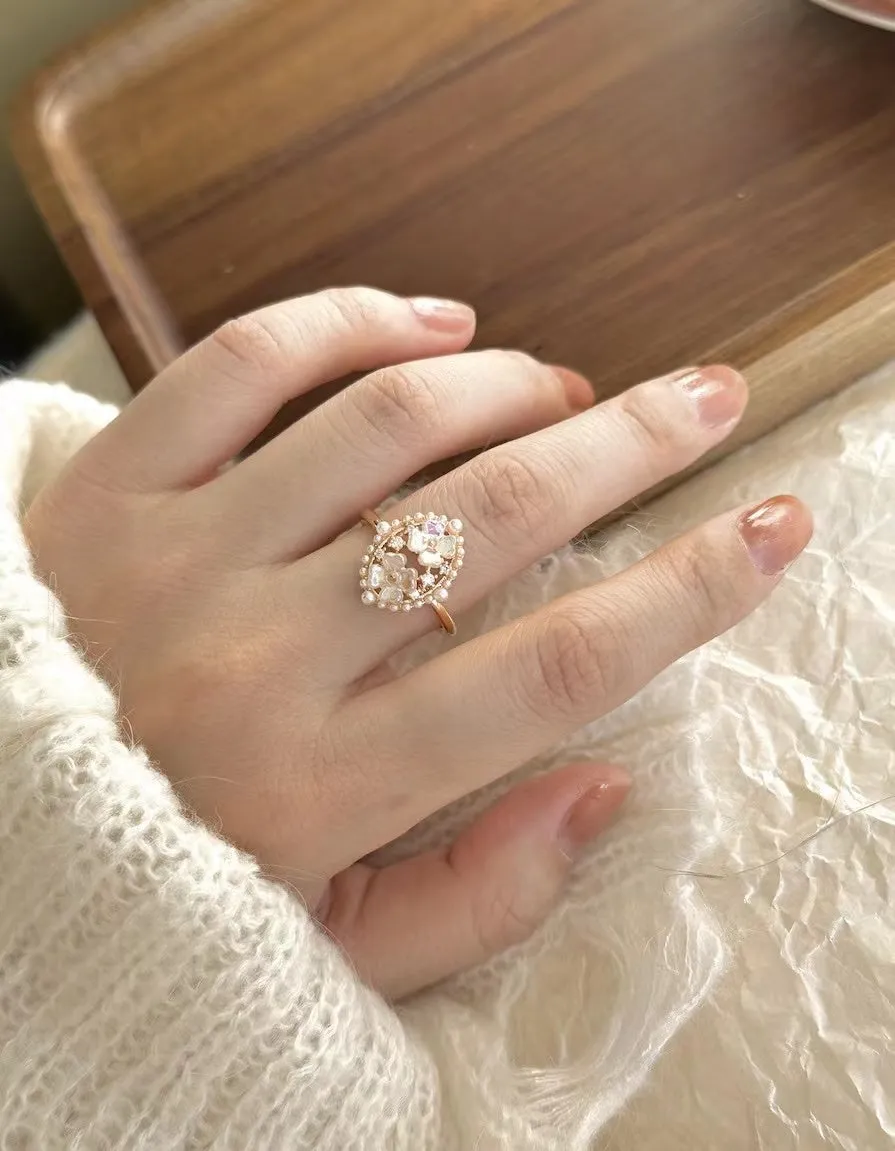 crushpeach dazzling adjustable flower rings