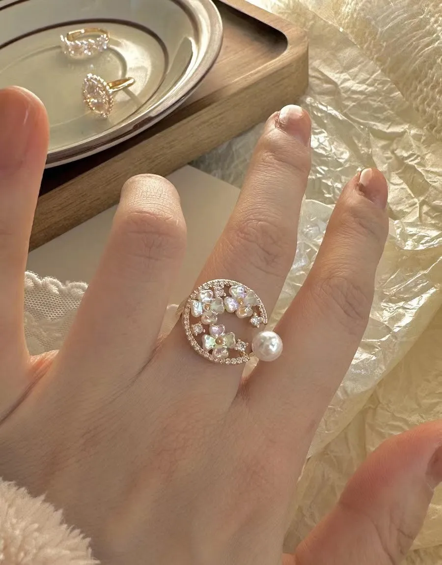 crushpeach dazzling adjustable flower rings