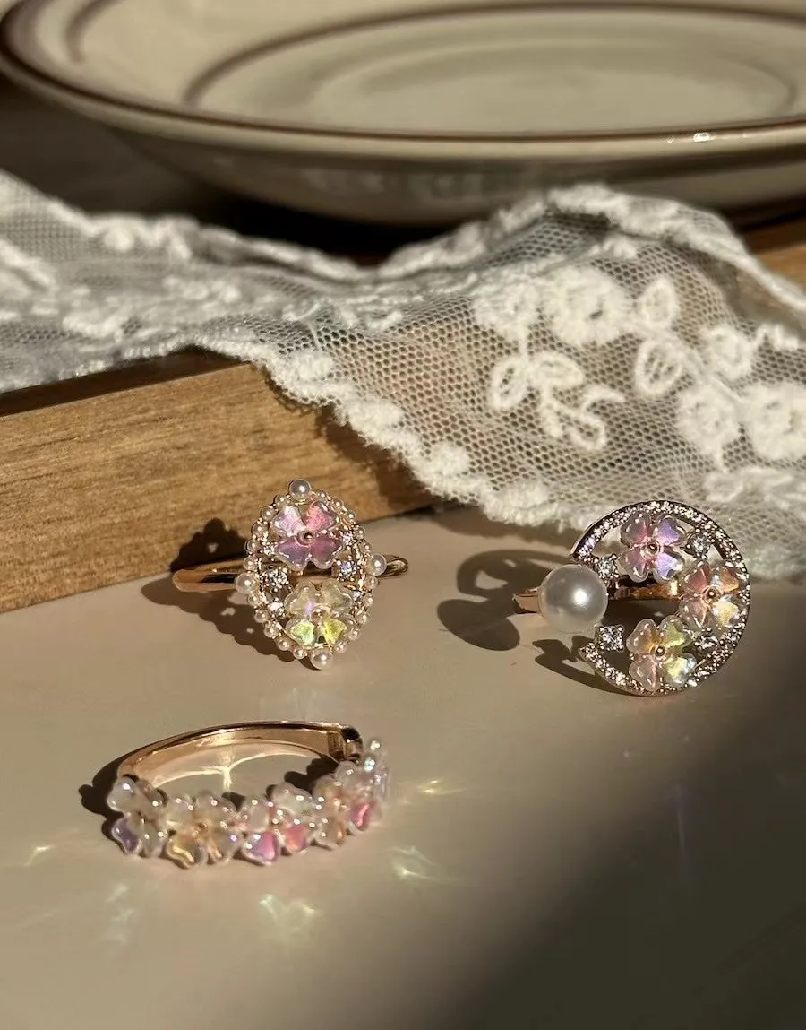 crushpeach dazzling adjustable flower rings
