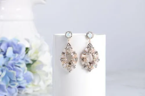 Crystal love light peach teardrop earrings