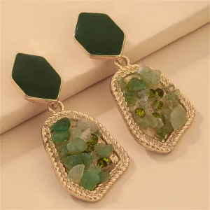 Cubic Zirconia & Resin 18K Gold-Plated Geometric Drop Earrings