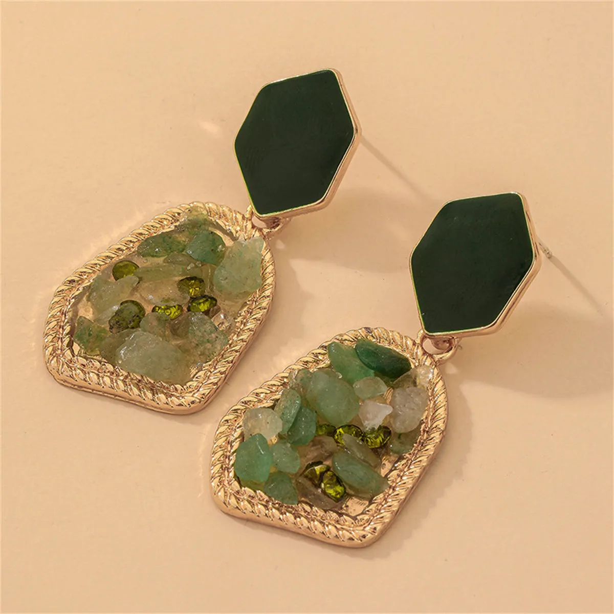 Cubic Zirconia & Resin 18K Gold-Plated Geometric Drop Earrings
