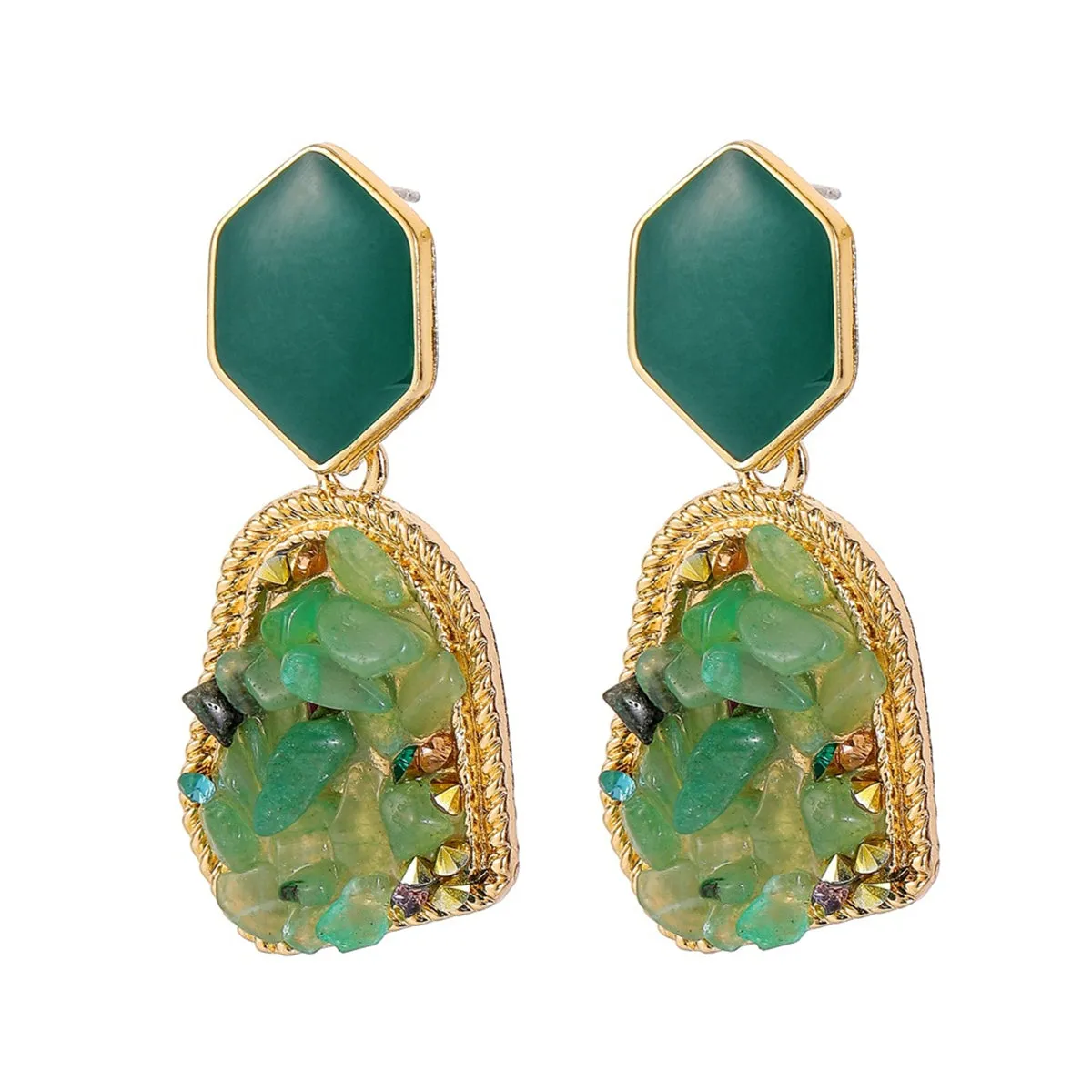 Cubic Zirconia & Resin 18K Gold-Plated Geometric Drop Earrings