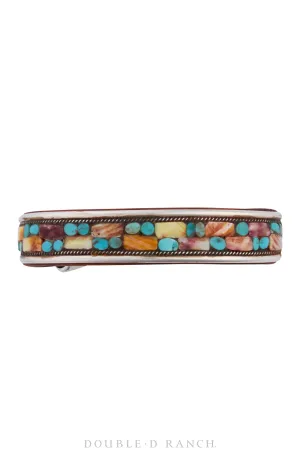 Cuff, Inlay, Multi Stone, Leather Lined, Artisan, Charlie Favour, Contemporary, 3788