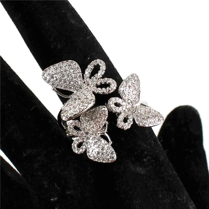 CZ Butterfly Adjustble Ring