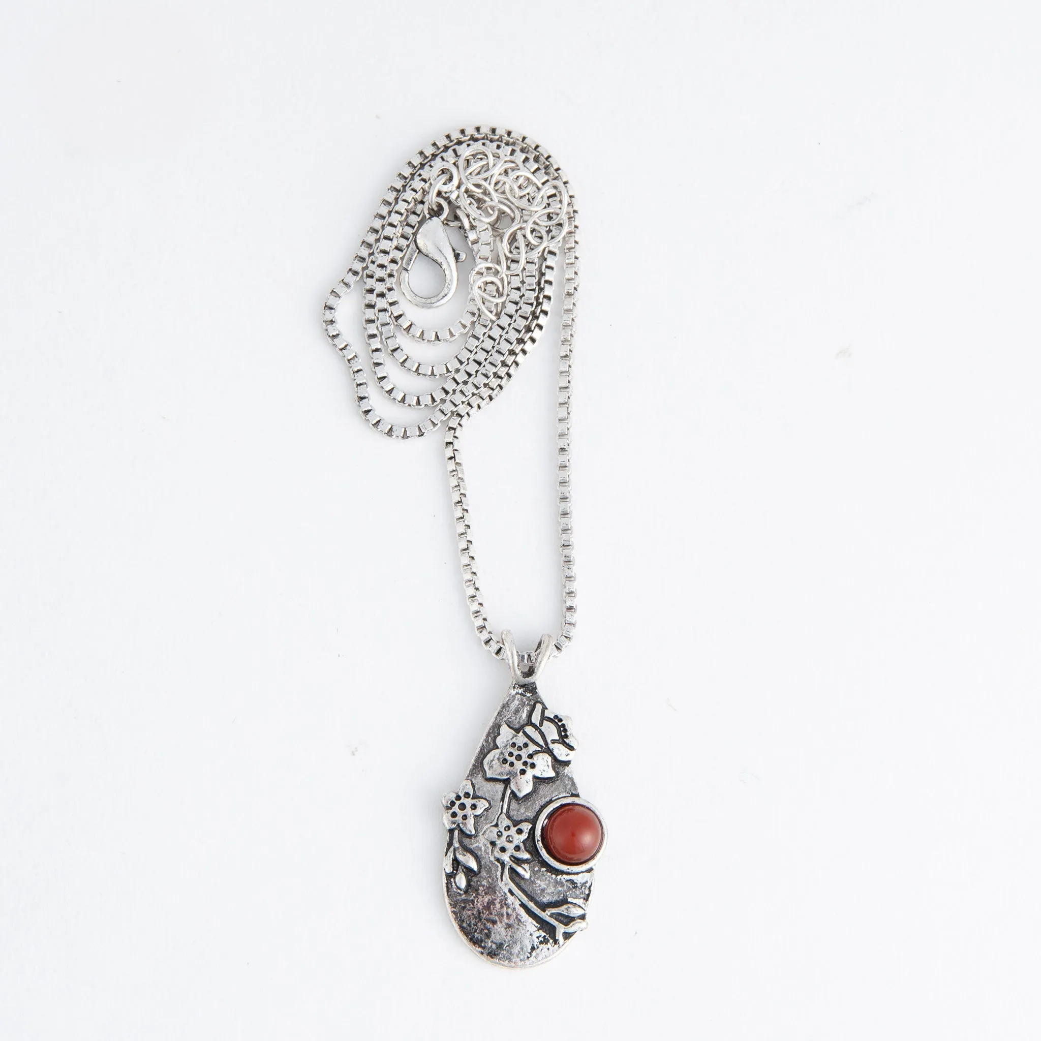 Dahlia Genuine Stone Teardrop Pendant Necklace