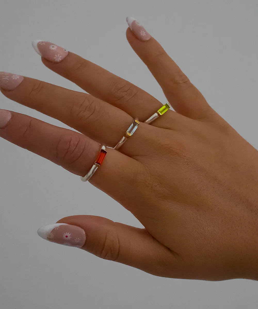 Dainty Baguette Peridot Ring