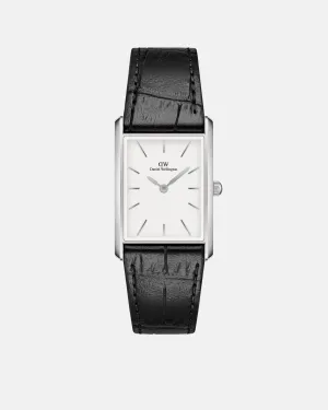 Daniel Wellington Bound 35x24 Black Croc Leather Silver White Watch