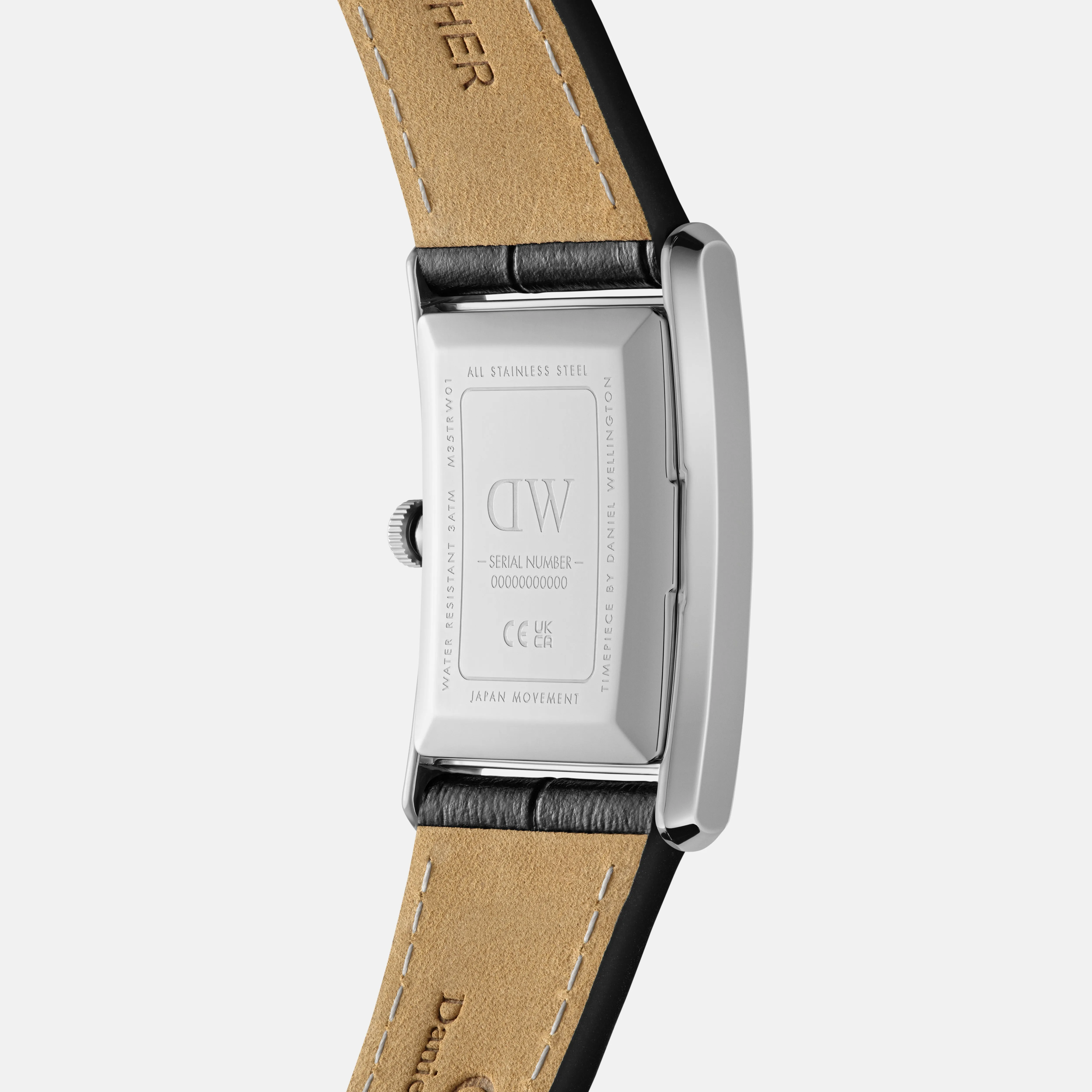 Daniel Wellington Bound 35x24 Black Croc Leather Silver White Watch