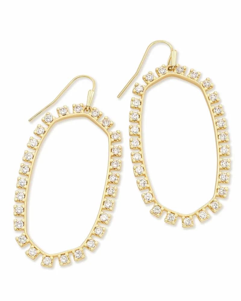 Danielle Open Frame Crystal Statement Earrings In Gold