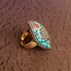 Designer Tibetan Finger Rings Multicolor