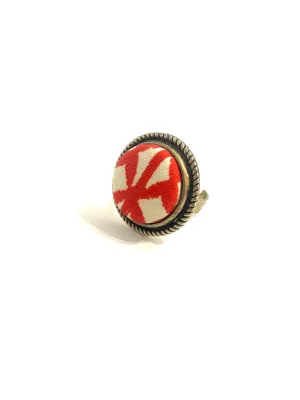 Detailed Antique Silver Tone- Red Tribal