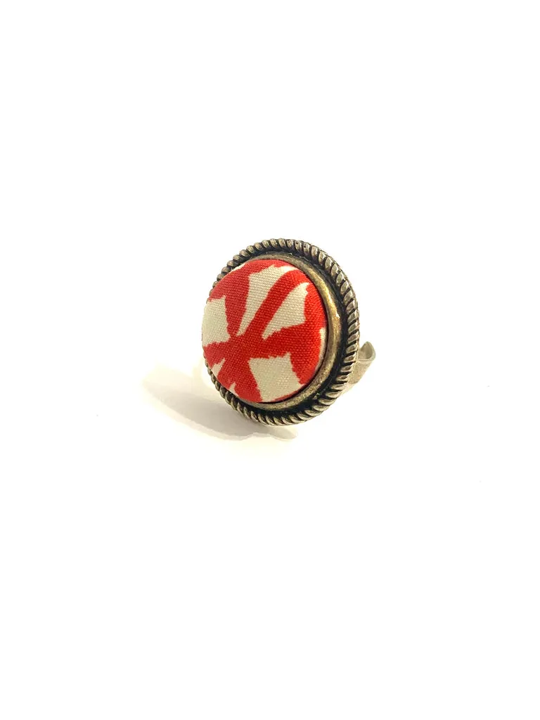 Detailed Antique Silver Tone- Red Tribal