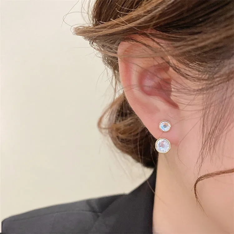 Diamond circle geometric earrings