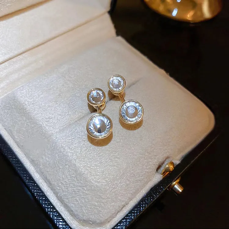 Diamond circle geometric earrings