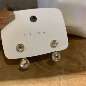 Diamond circle geometric earrings