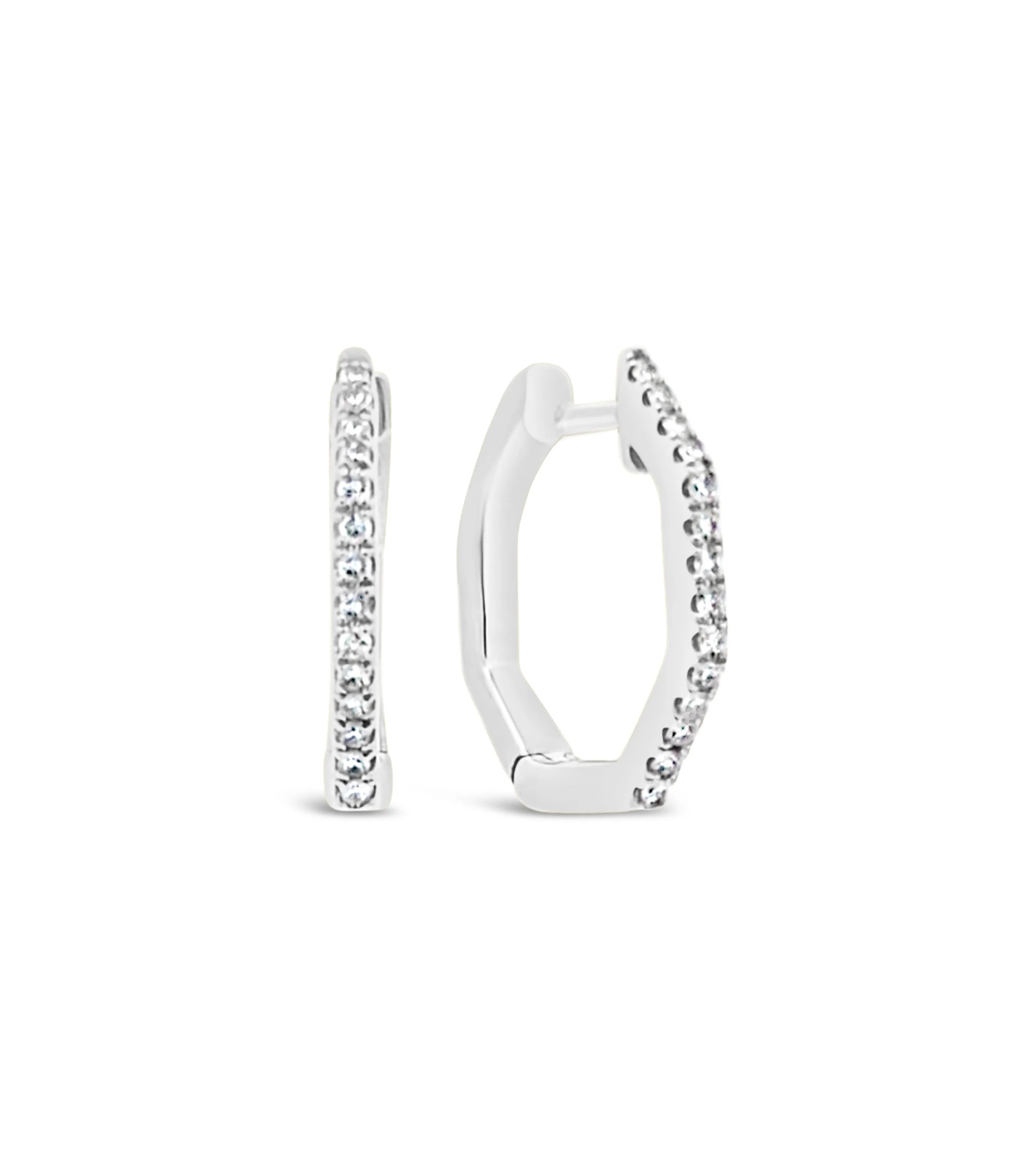 Diamond Hexagon Huggie Earrings