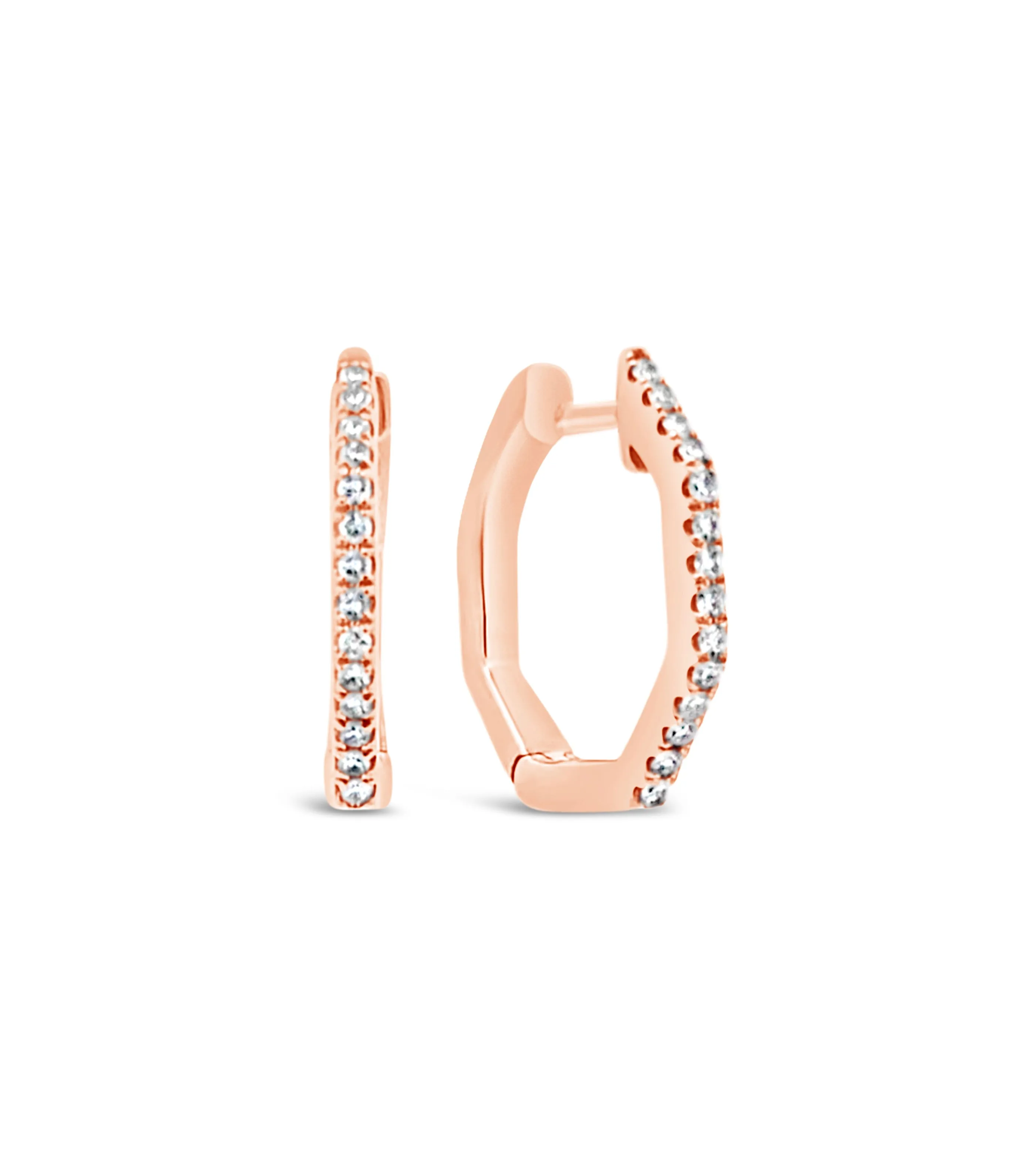 Diamond Hexagon Huggie Earrings