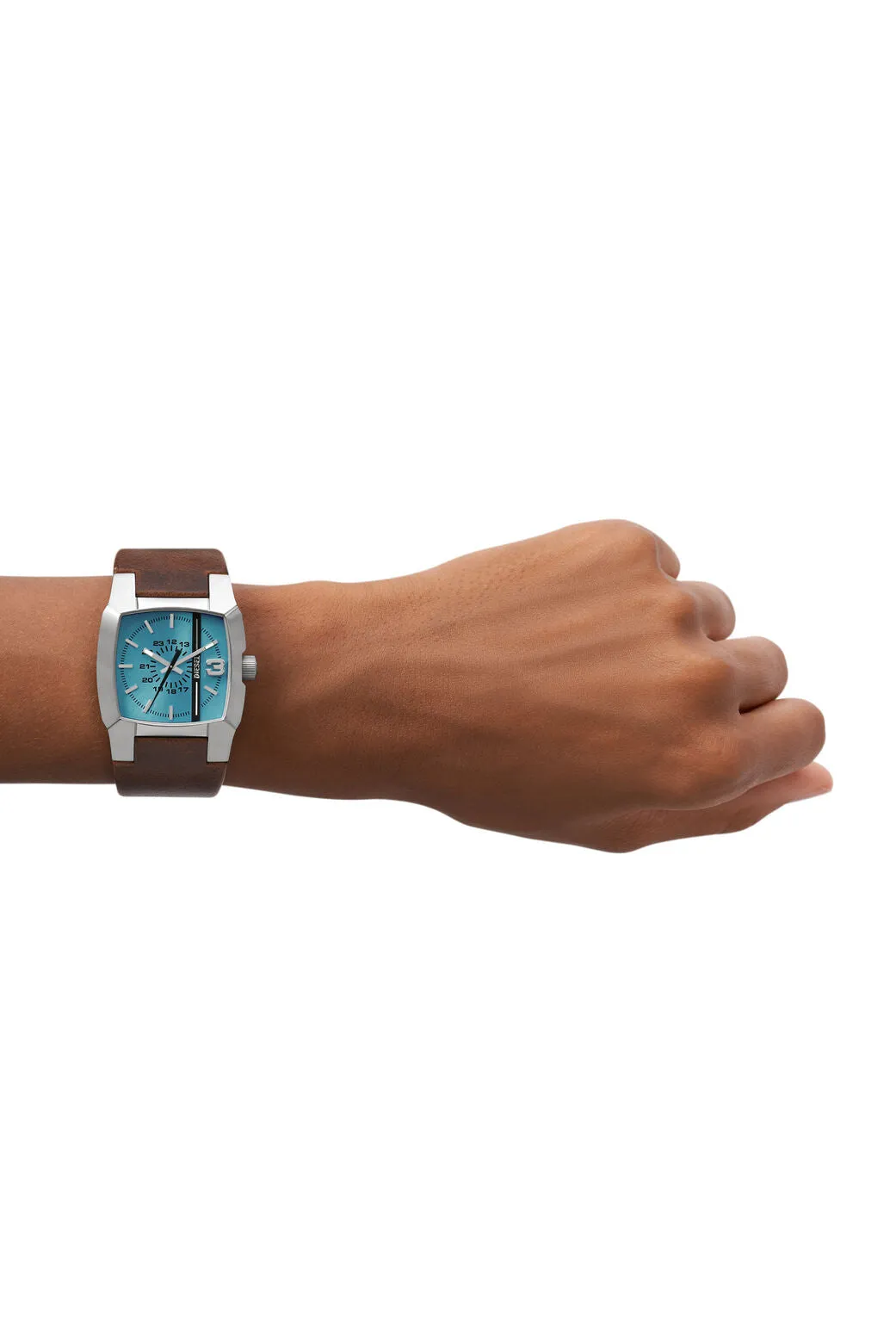 Diesel Cliffhanger Gents Blue Dial Brown Leather Watch