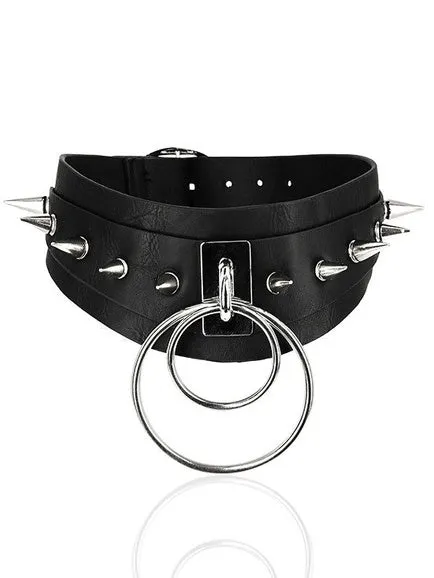 Double Ring Spiked Choker | Restyle