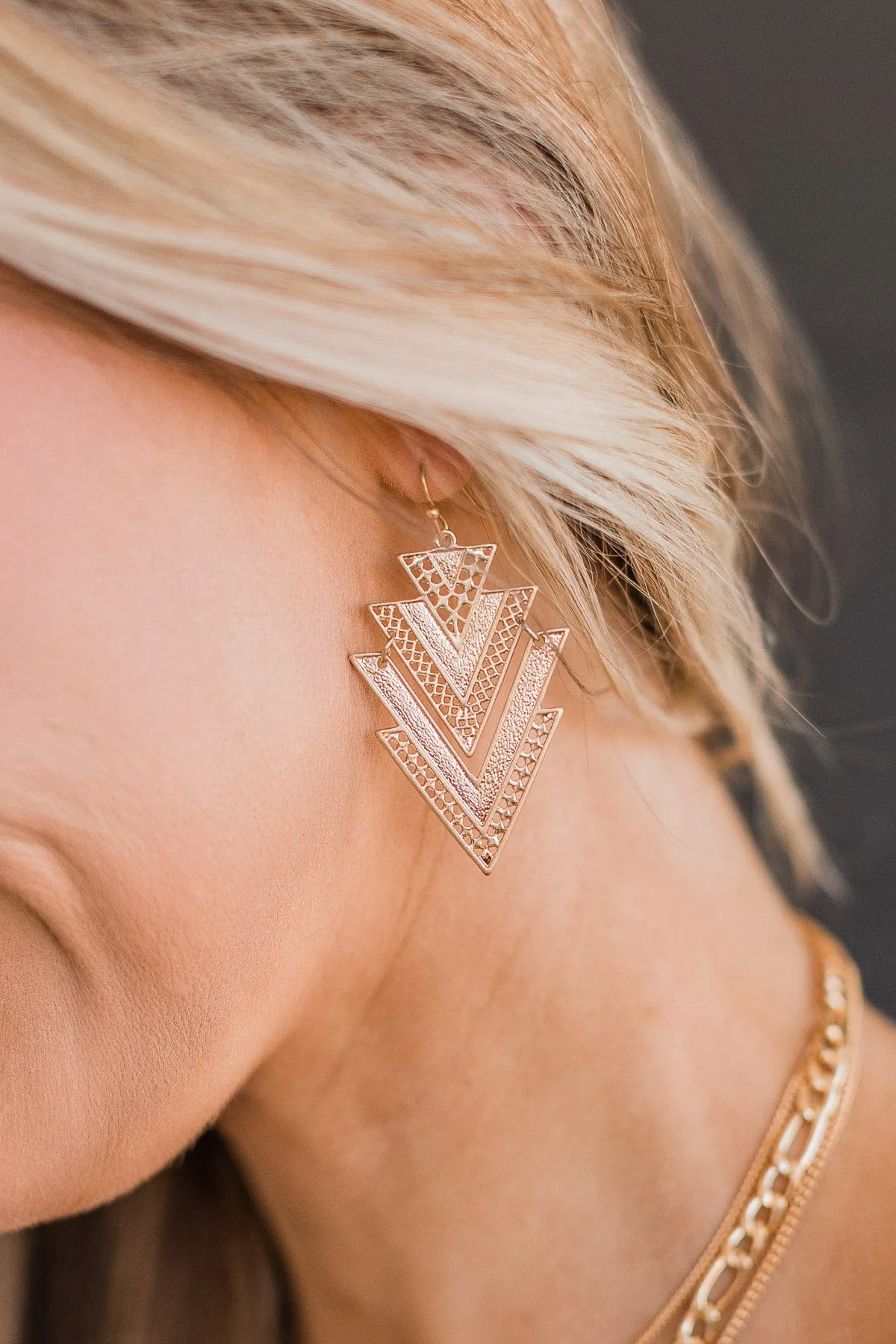 Draw You In Geometric Earrings- Gold