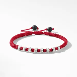 DY Fortune Woven Bracelet in Red with Black Onyx