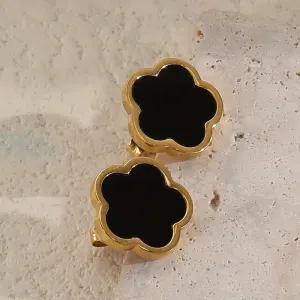 Elegant Boho-Chic Green Floral Geometric Acrylic Stud Earrings for Women - Zinc Alloy with Resin Inlay