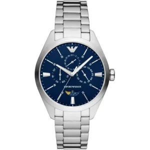 Emporio Armani Men's Three-Hand Moonphase Stainless Steel Watch