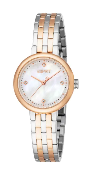 Esprit Ladies Two-Tone Mother-of-Pearl Dial Watch with Crystal Accents