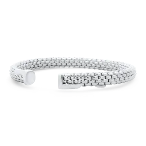 Estate Fope 18k White Gold Woven Flexible Open Cuff Bracelet