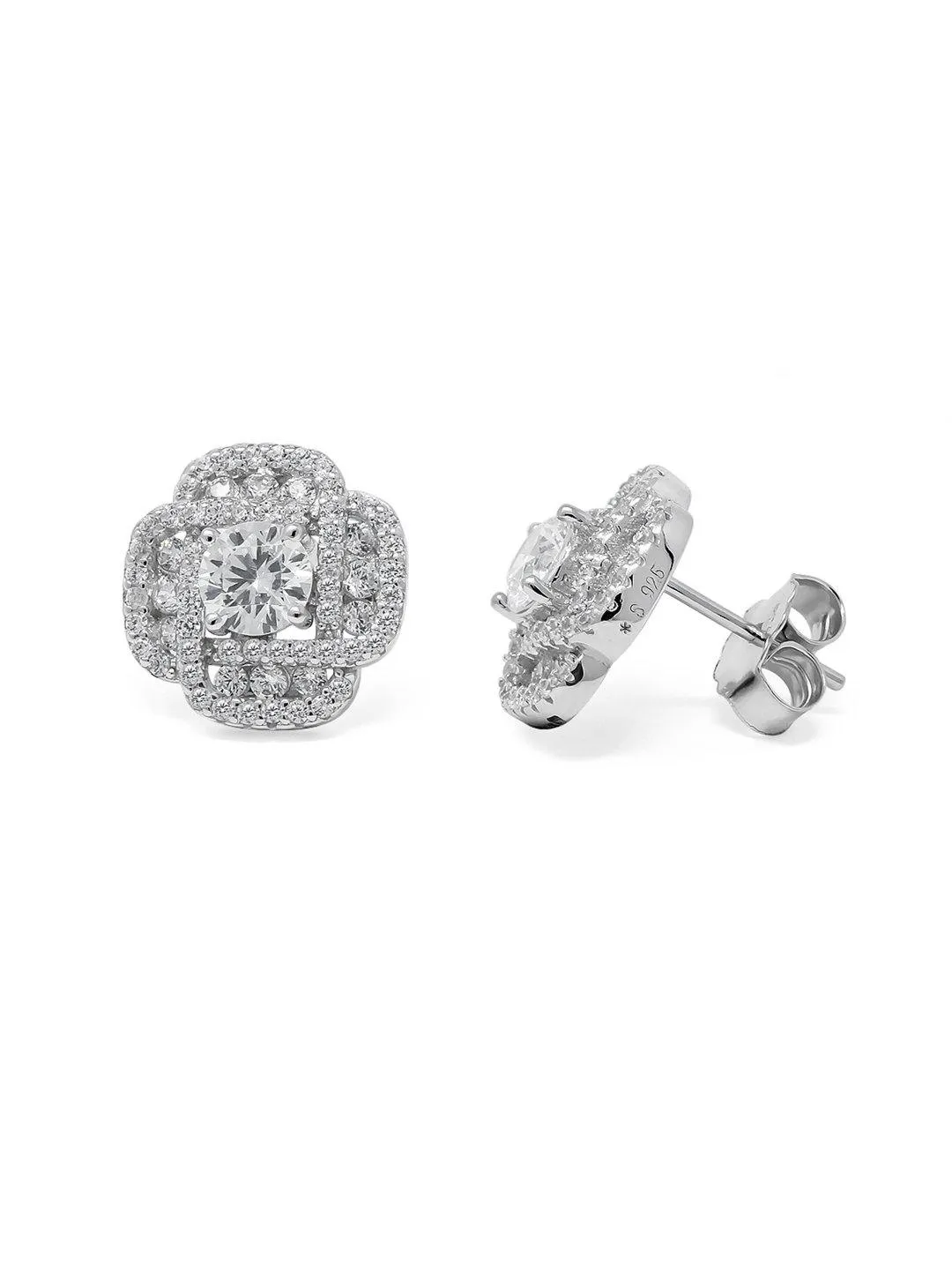 Eternal Knot Sparkle Statement Sterling Silver Stud Earrings