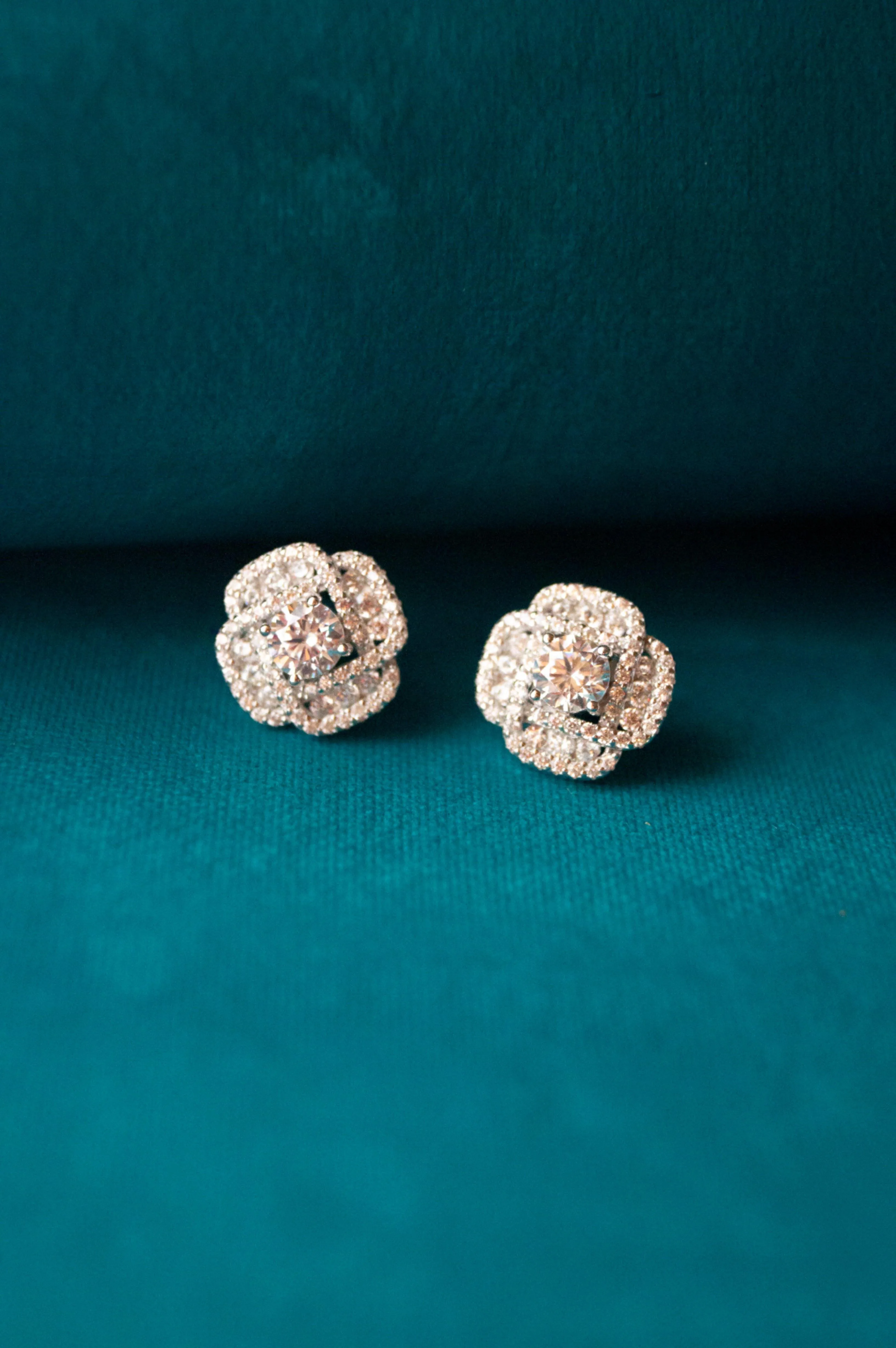 Eternal Knot Sparkle Statement Sterling Silver Stud Earrings