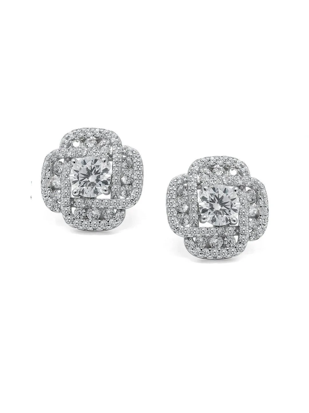 Eternal Knot Sparkle Statement Sterling Silver Stud Earrings