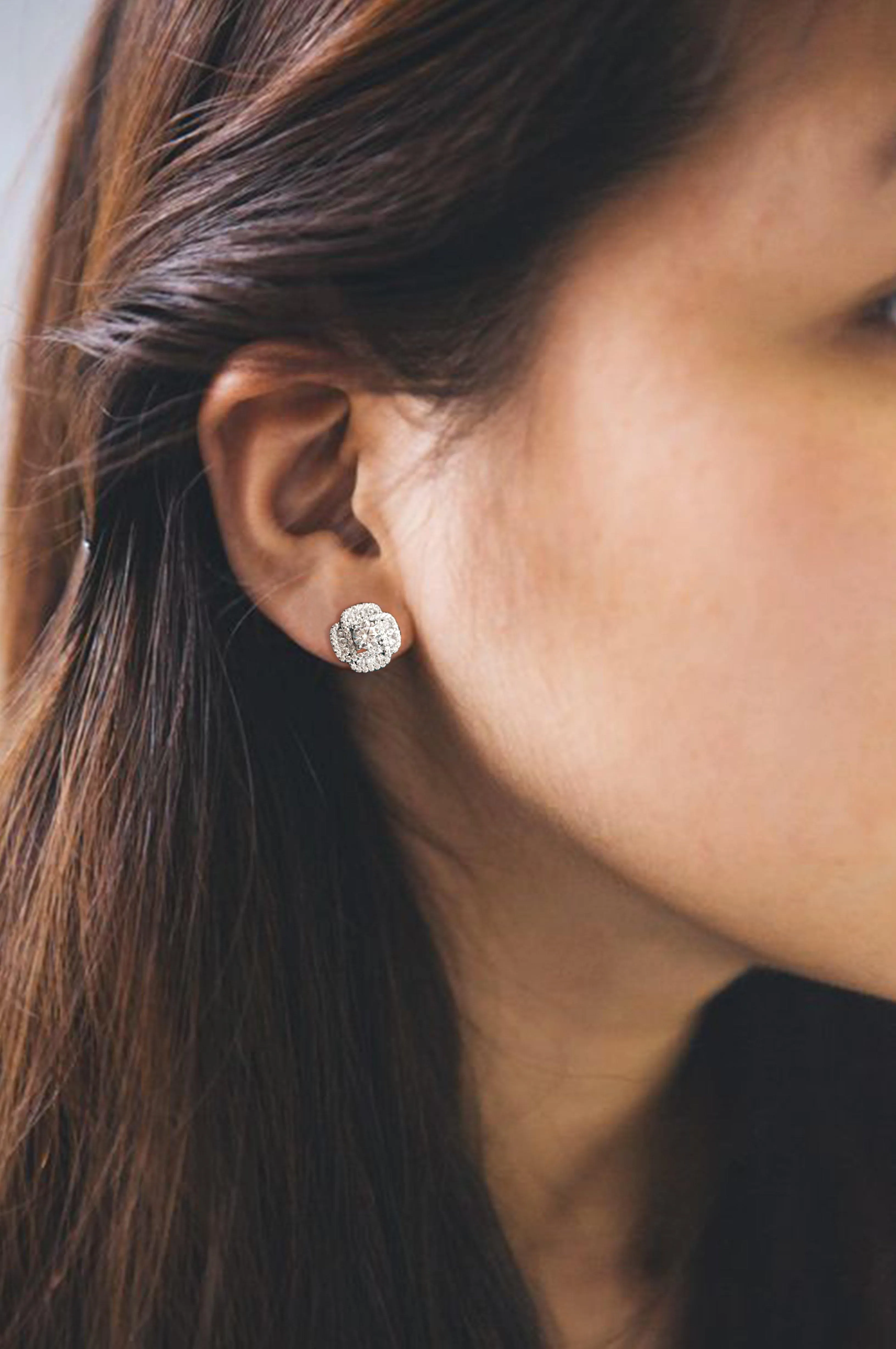 Eternal Knot Sparkle Statement Sterling Silver Stud Earrings