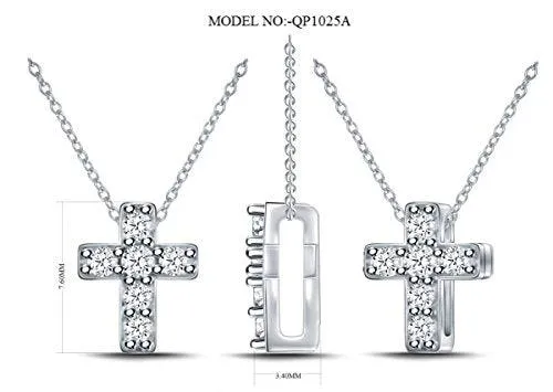 EternalDia 925 Silver Dainty Cross Diamond Pendant Necklace (0.10cttw, IJ, I2-I3) 18"