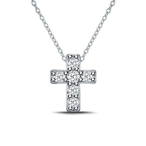 EternalDia 925 Silver Dainty Cross Diamond Pendant Necklace (0.10cttw, IJ, I2-I3) 18"