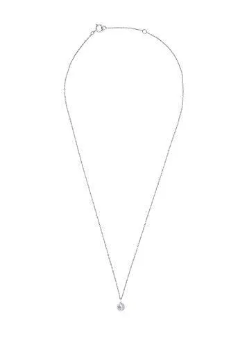 EternalDia IGI Certified Diamond Accent Vine Leaf Engraved Circle Disc Pendant Necklace in 10K White Gold (0.04 Ct)